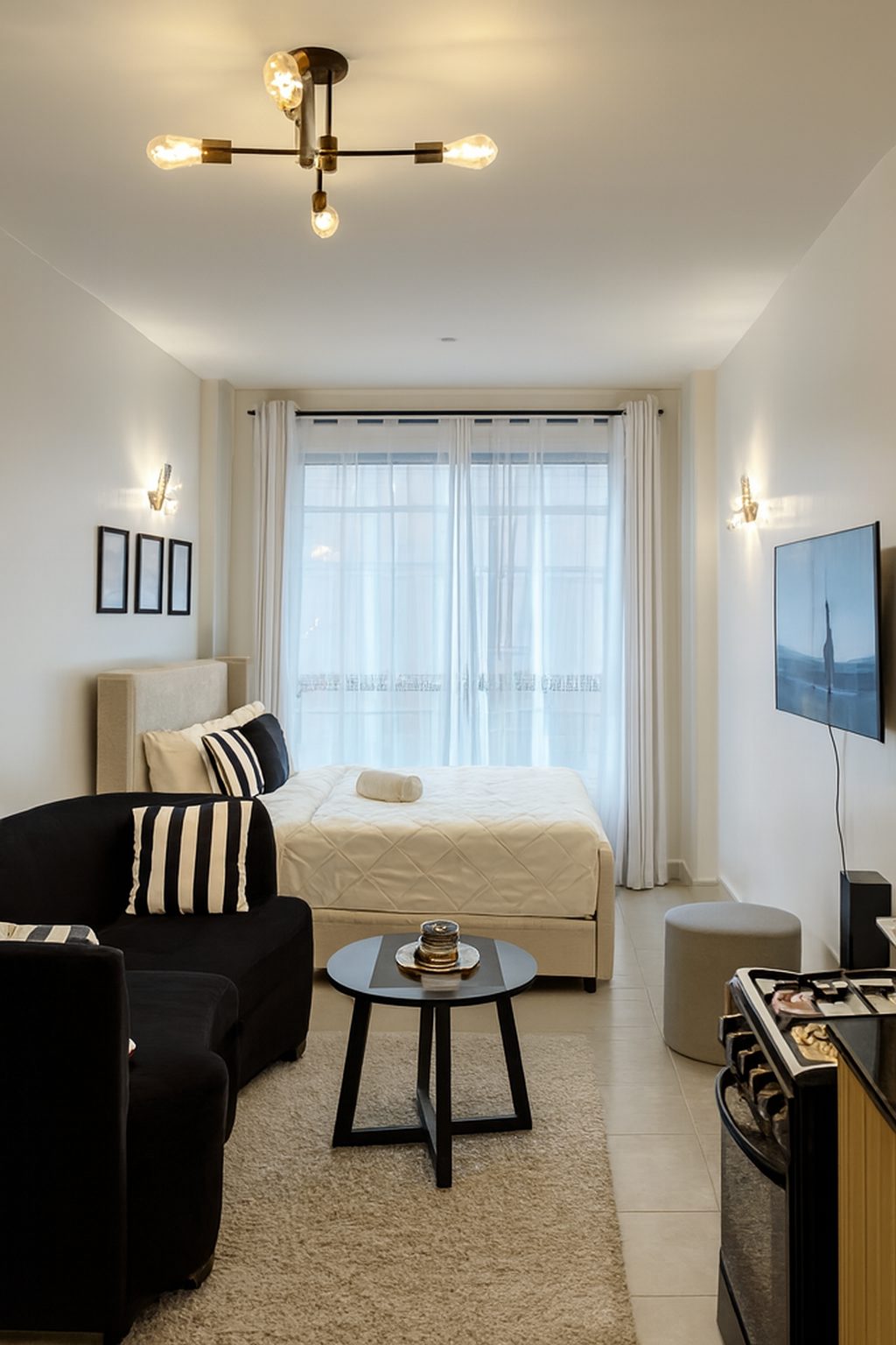 Studio apartment before and after enhancement as a low-cost alternative to a photo shoot
